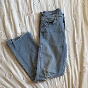 MOTHER Faded Blue Cropped Jeans
